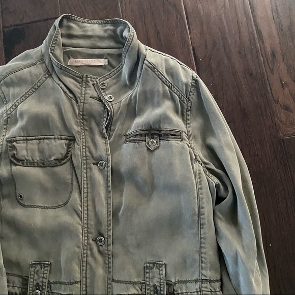 Khaki Green Jacket Max Jeans Sz L Removable Fleece Lining - Picture 10 of 13